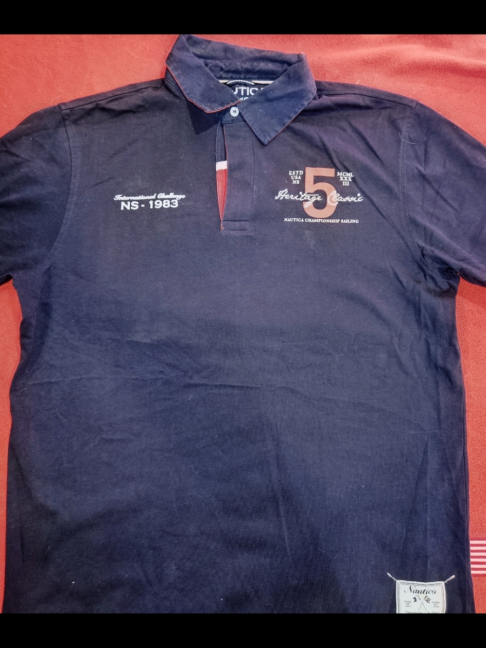 Nautica Sailing Championship Polo Shirt Men’s Large Blue Heritage Classic NS-198